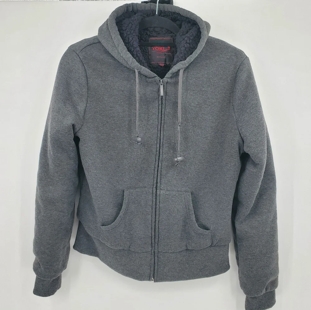 ◇◇ Yoki Gray Sherpa Lined Hoodie Size Youth Large